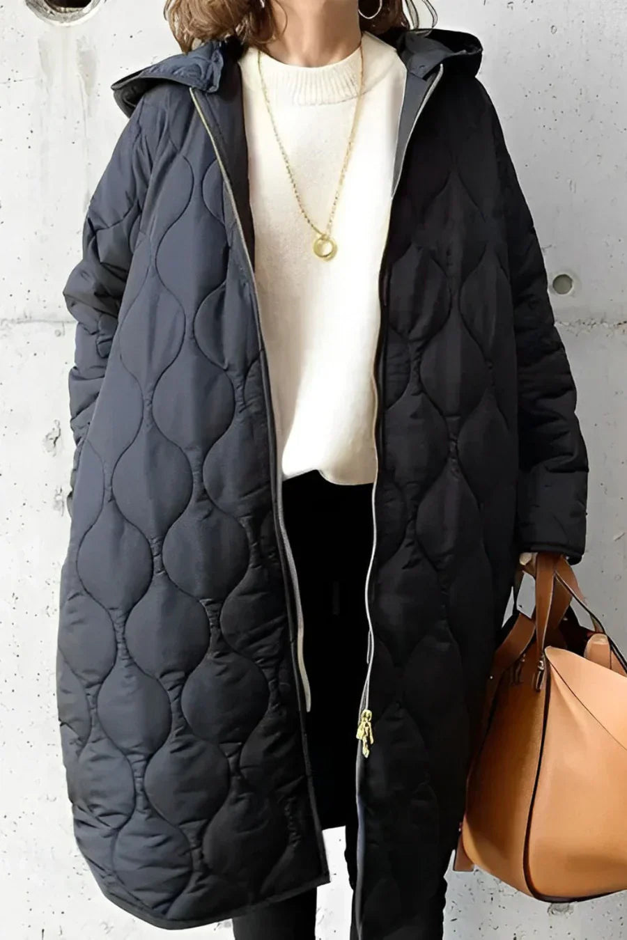 Women’s Quilted Long Hooded Coat – Lightweight Warm Winter Edition