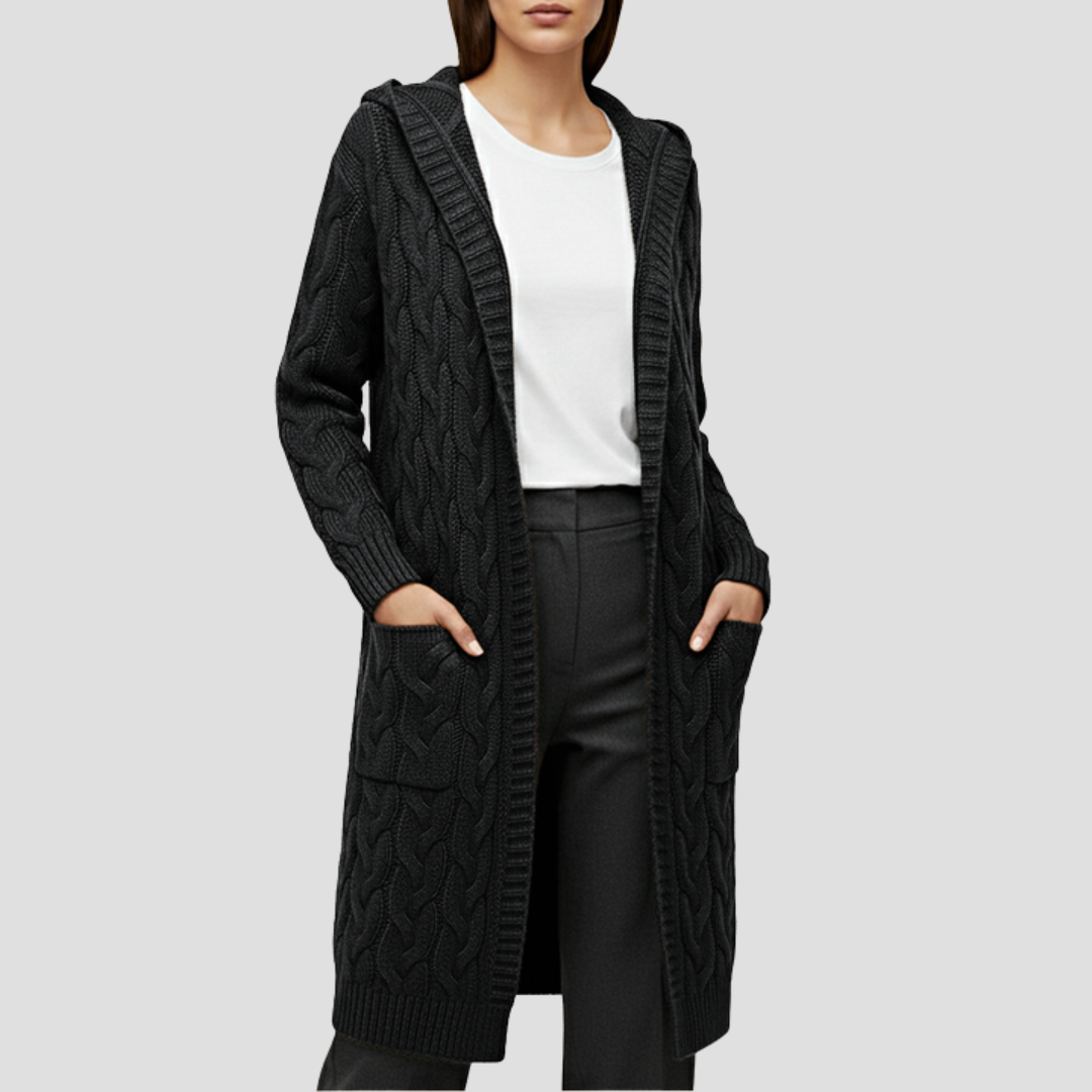 Elise | Cable Knit Long Cardigan