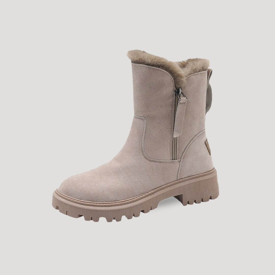 Women’s Warm Fur-Lined Winter Boots – Zip-Up Comfort Edition