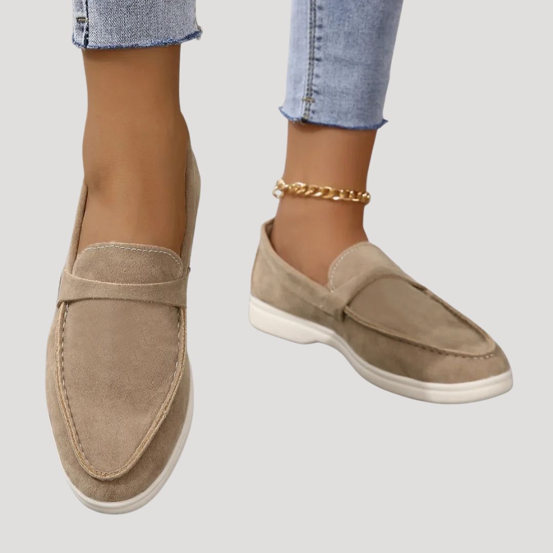Women's suede casual loafer shoes