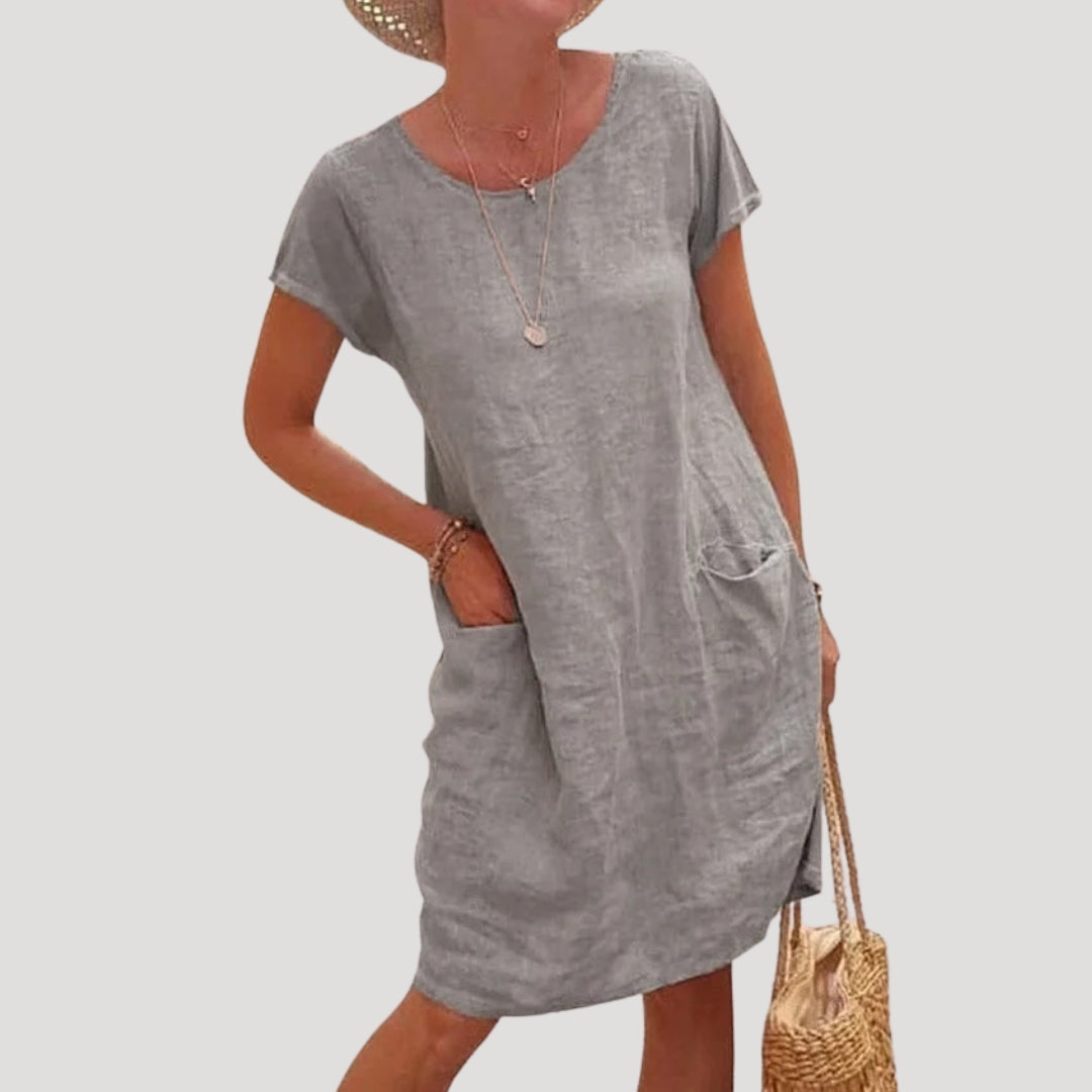 Women’s cotton midi summer dress short sleeve casual