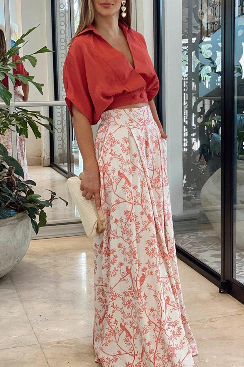 Women's Summer Two Piece Set with Wide Leg Pants and Crop Top