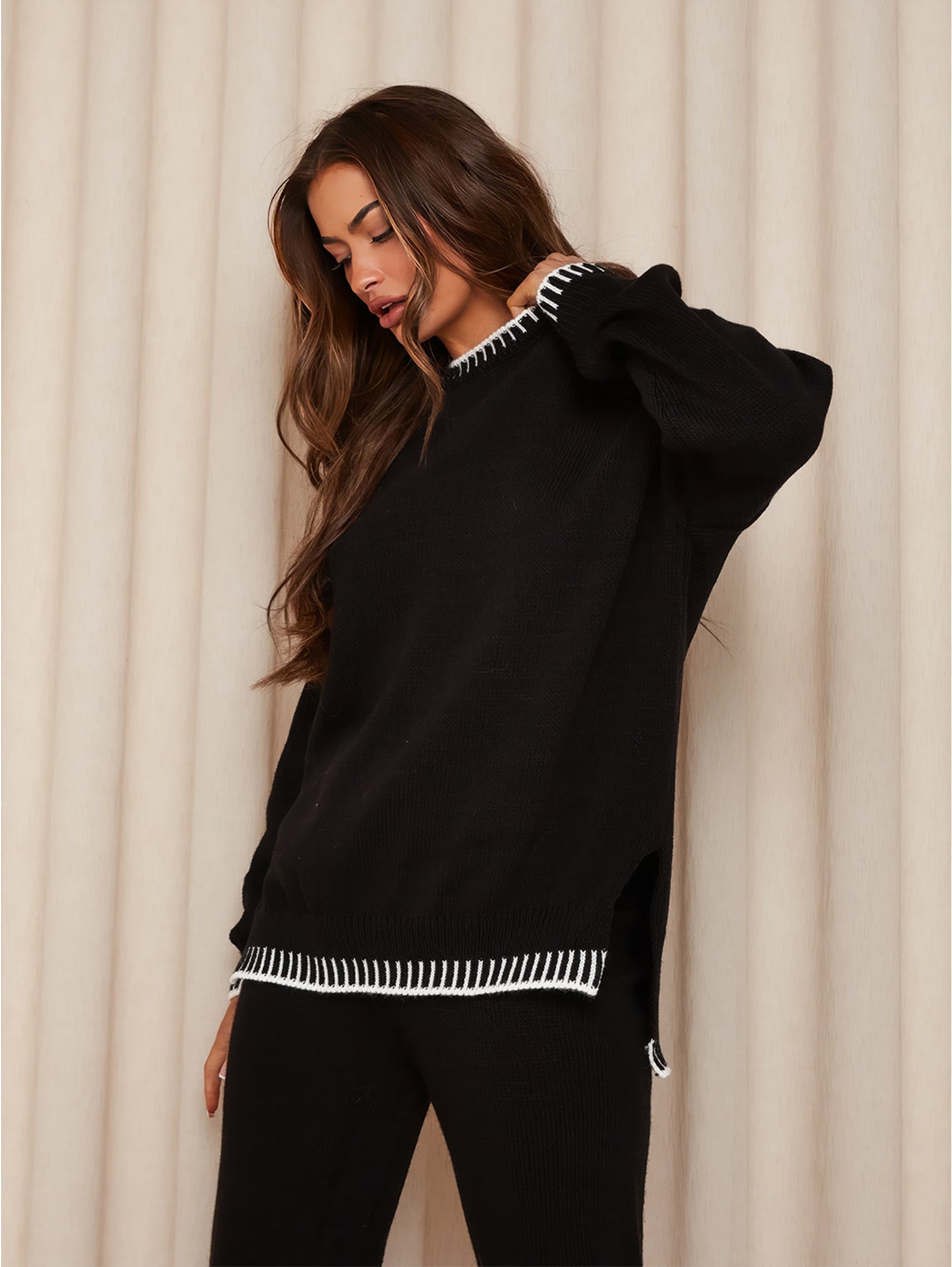 Women’s Knitted Co-Ord Set – Relaxed Jumper & Wide-Leg Trousers