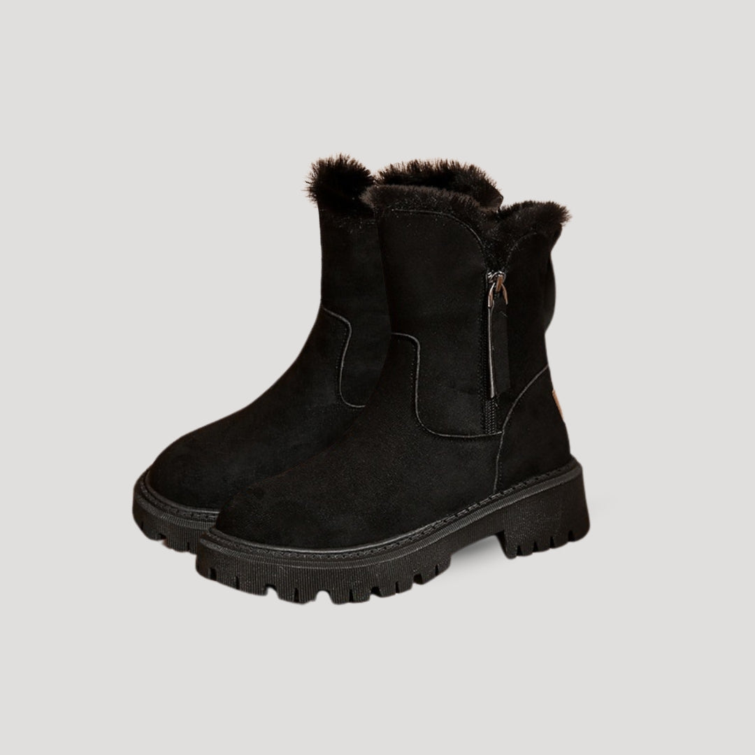 Women’s Warm Fur-Lined Winter Boots – Zip-Up Comfort Edition