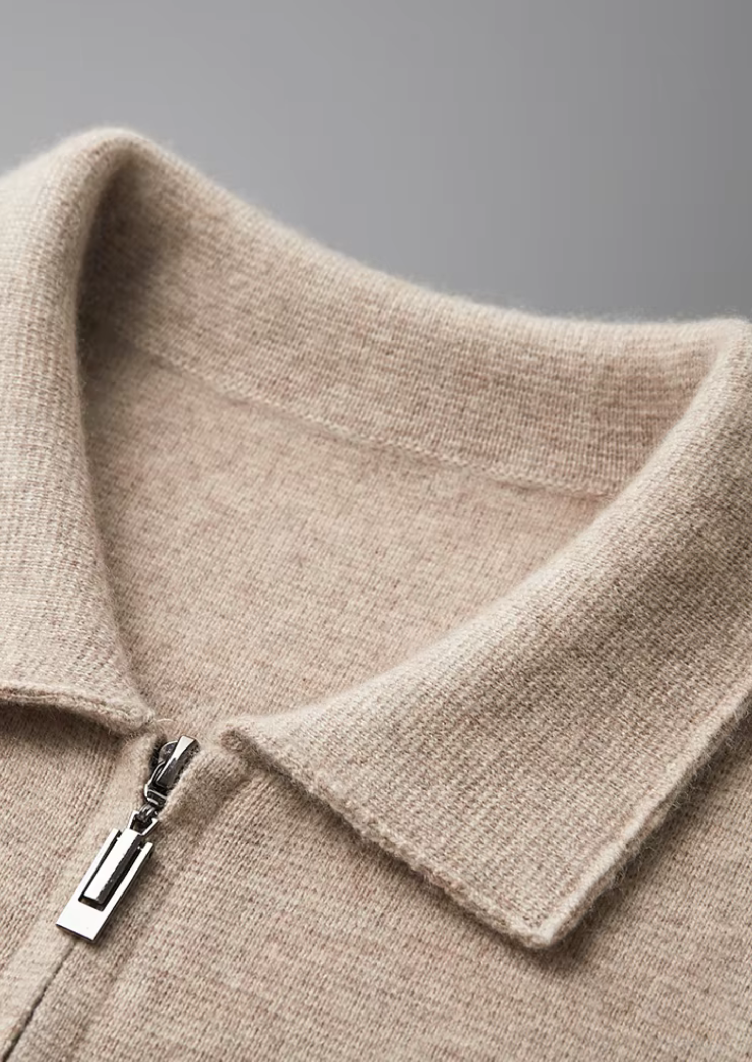 Men’s Zip-Up Knitted Cardigan – Soft Wool Blend with Classic Collar