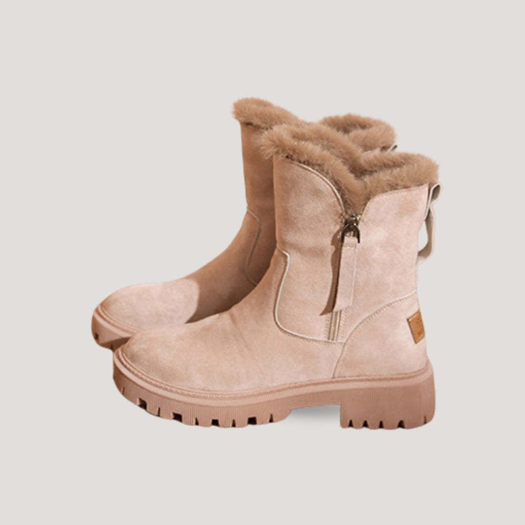 Women’s Warm Fur-Lined Winter Boots – Zip-Up Comfort Edition