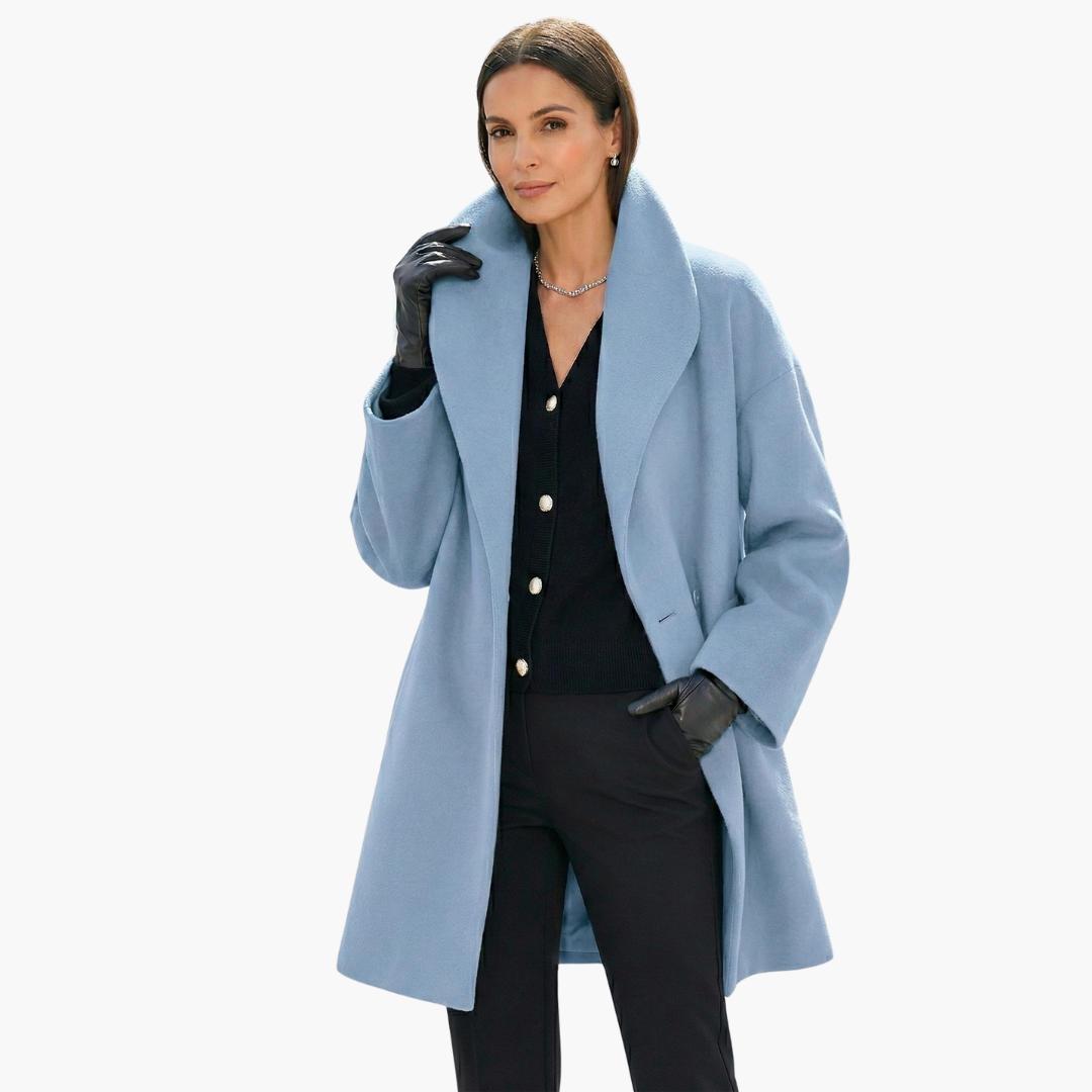 Women’s Oversized Wool-Blend Coat – Elegant Draped Winter Jacket