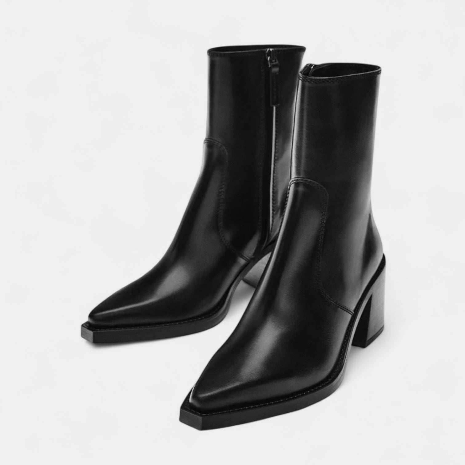 Women’s Heeled Ankle Boots – Pointed Toe, Block Heel