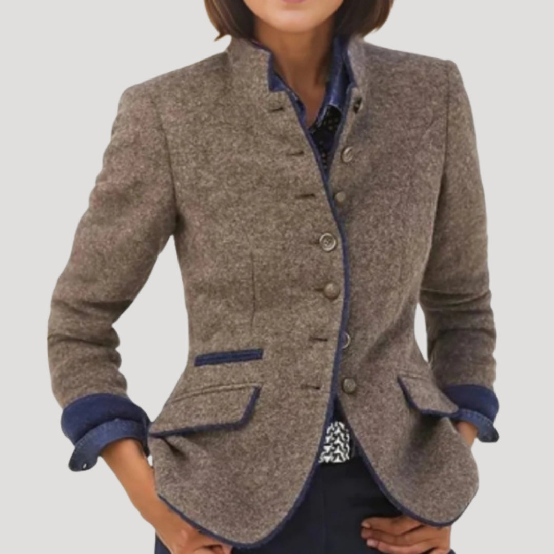 Women’s Tailored Tweed Blazer – Elegant Structured Jacket for Smart & Casual Wear