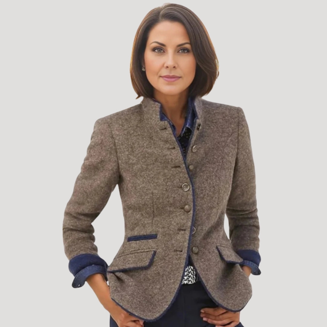 Women’s Tailored Tweed Blazer – Elegant Structured Jacket for Smart & Casual Wear