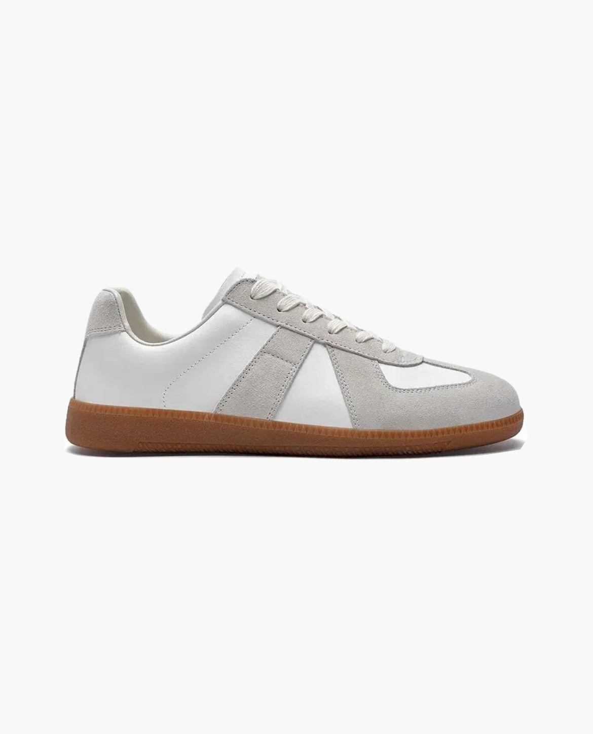 Classic Retro German Trainer – White & Grey