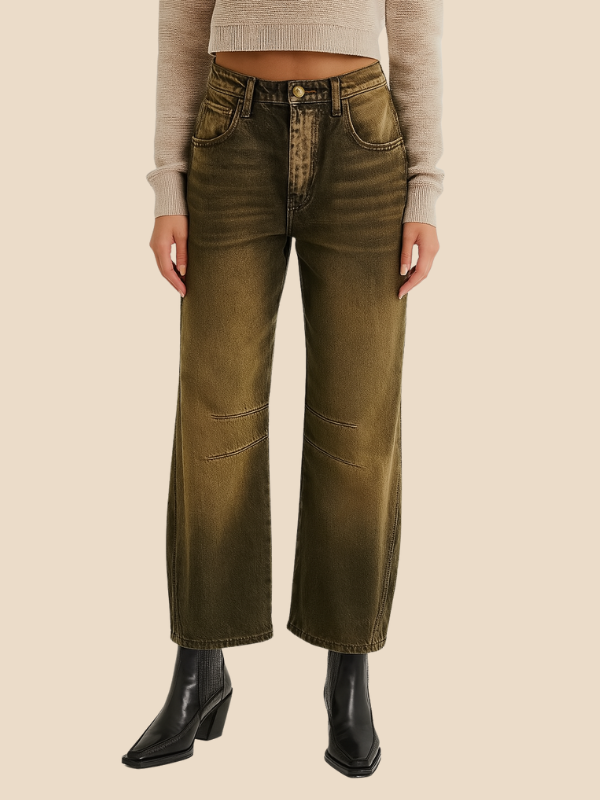 Women’s Wide-Leg Leopard Print Jeans – High-Waist Statement Trousers