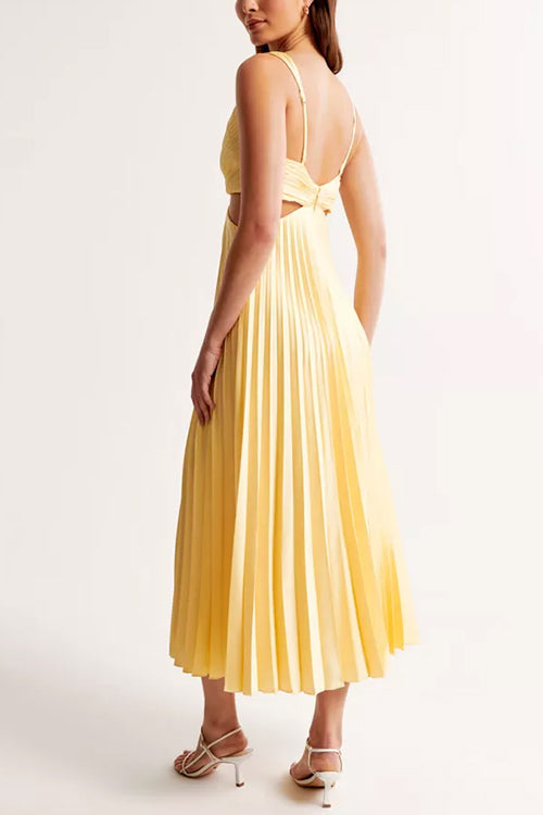 Elegant V-Neck Pleated Skirt Dress for Women