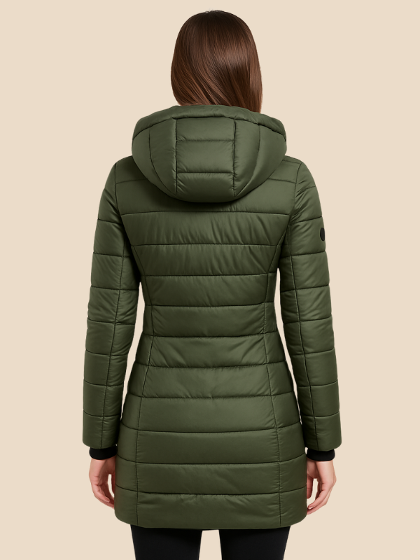 Women’s Mid-Length Puffer Coat – Warm Hooded Winter Jacket