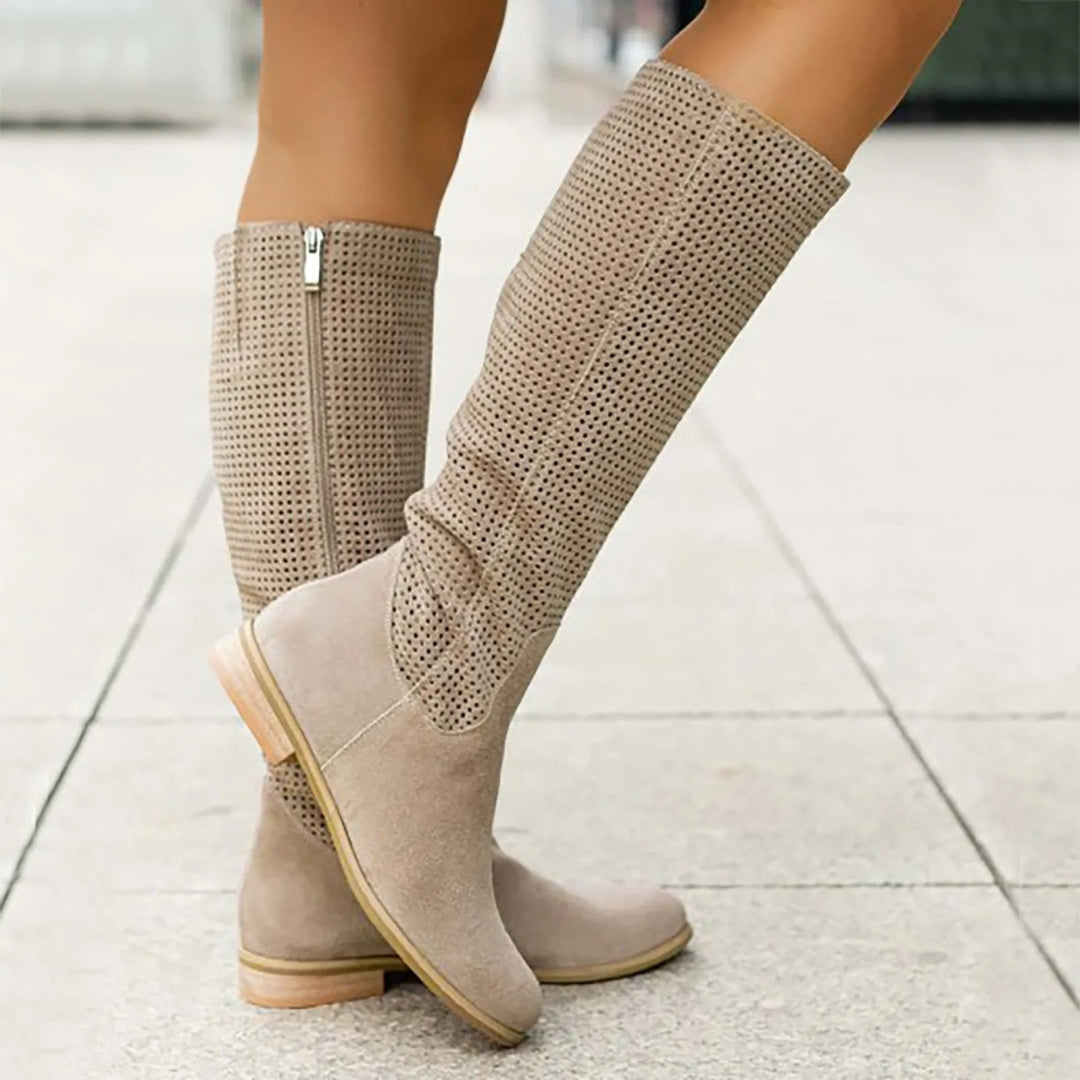 Women’s suede knee high boots – flat heel