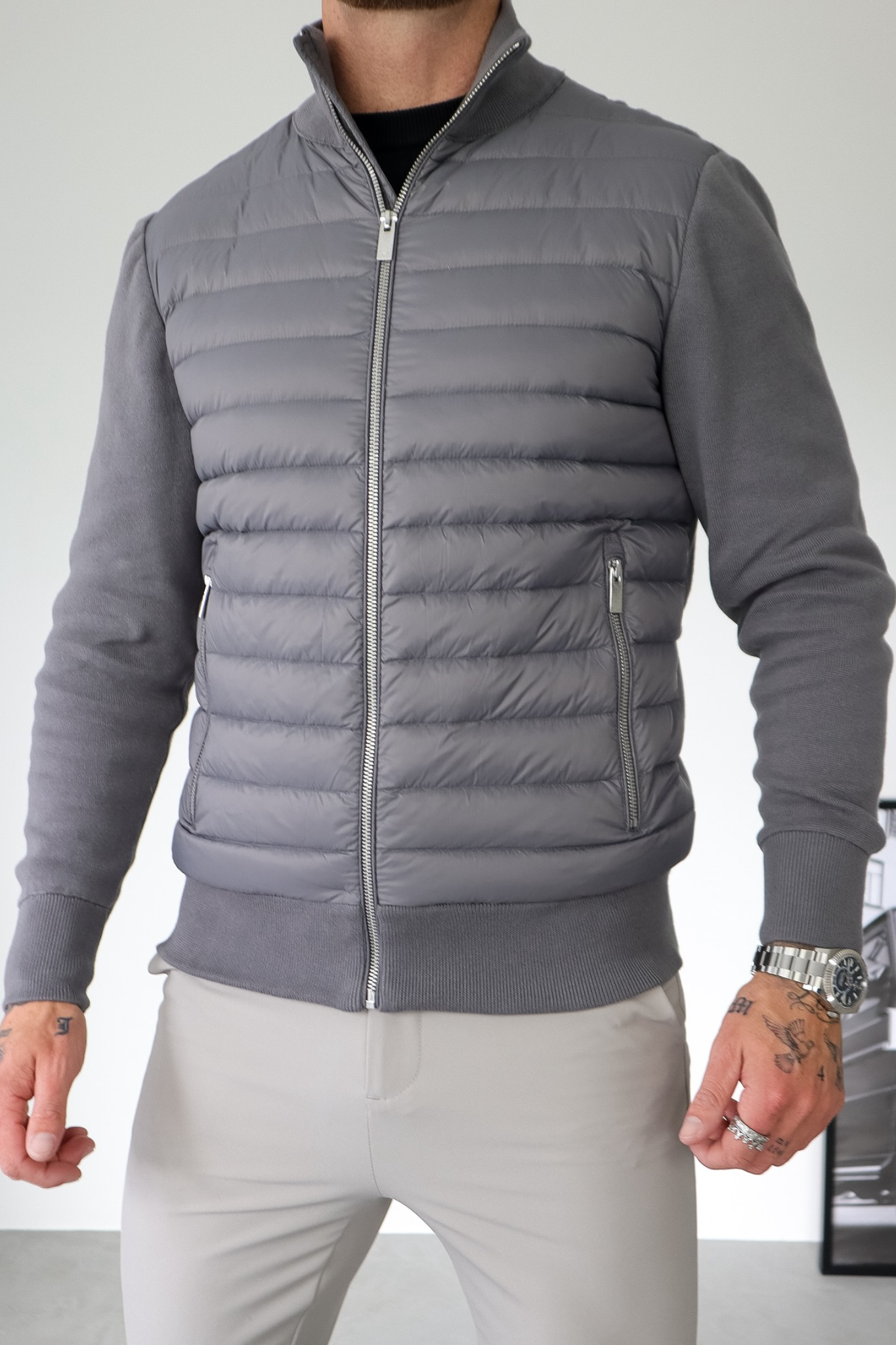Hybrid Puffer Knit Jacket
