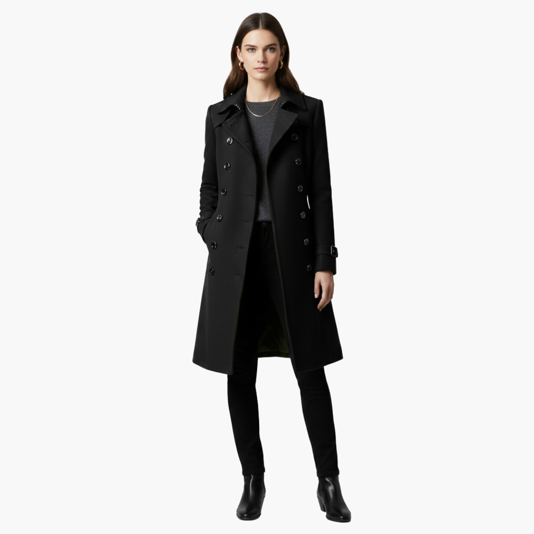 Women’s Double-Breasted Peacoat – Elegant Tailored Winter Coat