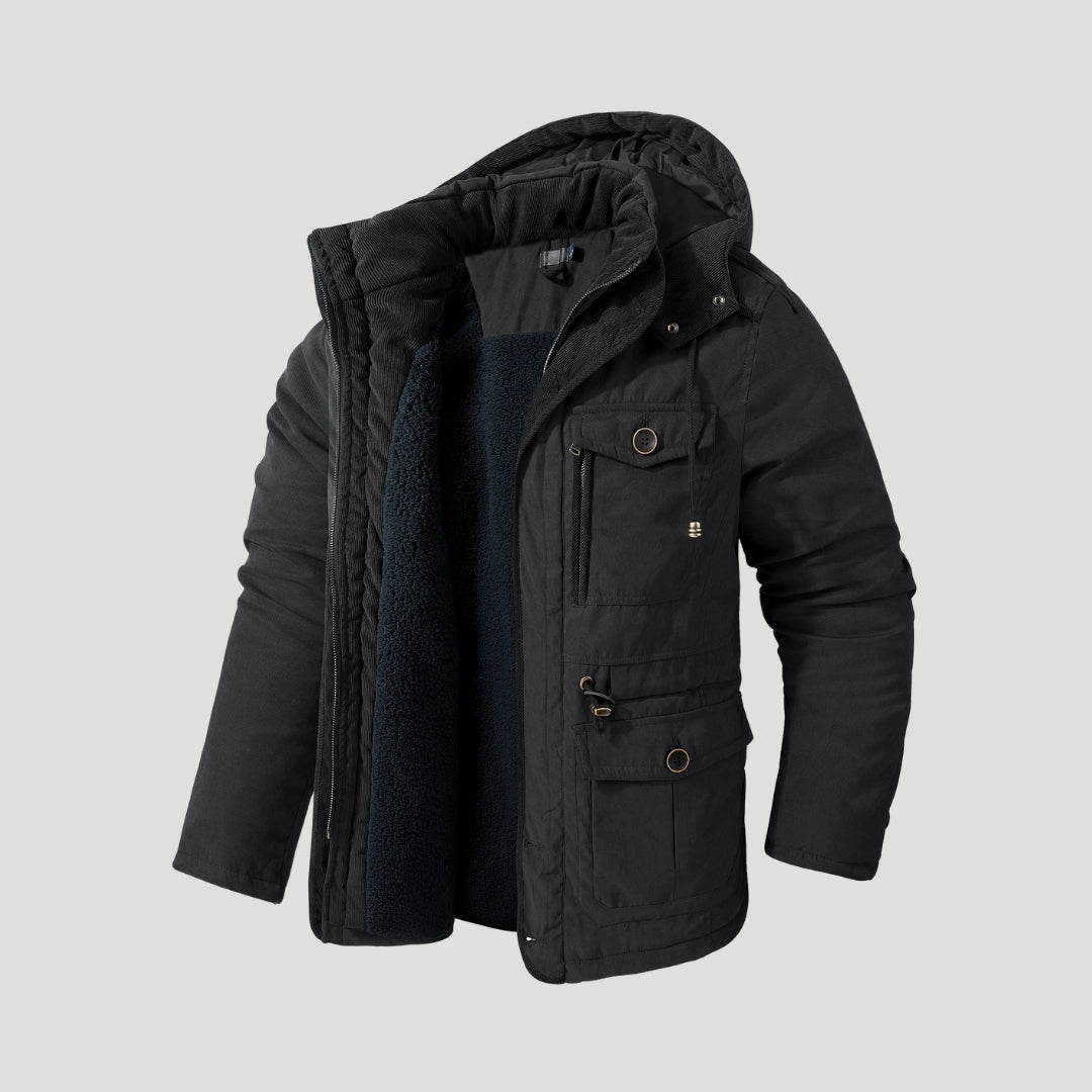 Men’s Heavy-Duty Winter Parka – Thick Fleece Lining, Multi-Pocket, Windproof Warm Jacket