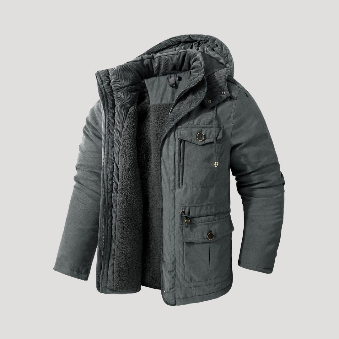 Men’s Heavy-Duty Winter Parka – Thick Fleece Lining, Multi-Pocket, Windproof Warm Jacket