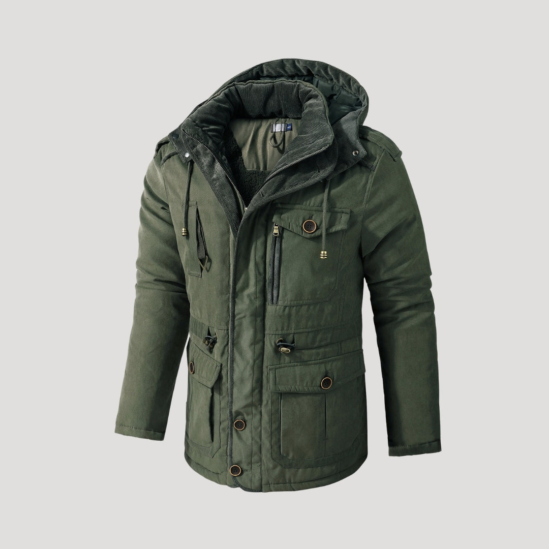 Men’s Heavy-Duty Winter Parka – Thick Fleece Lining, Multi-Pocket, Windproof Warm Jacket