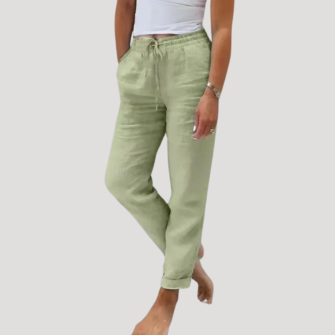 Women’s casual cotton trousers summer drawstring lightweight