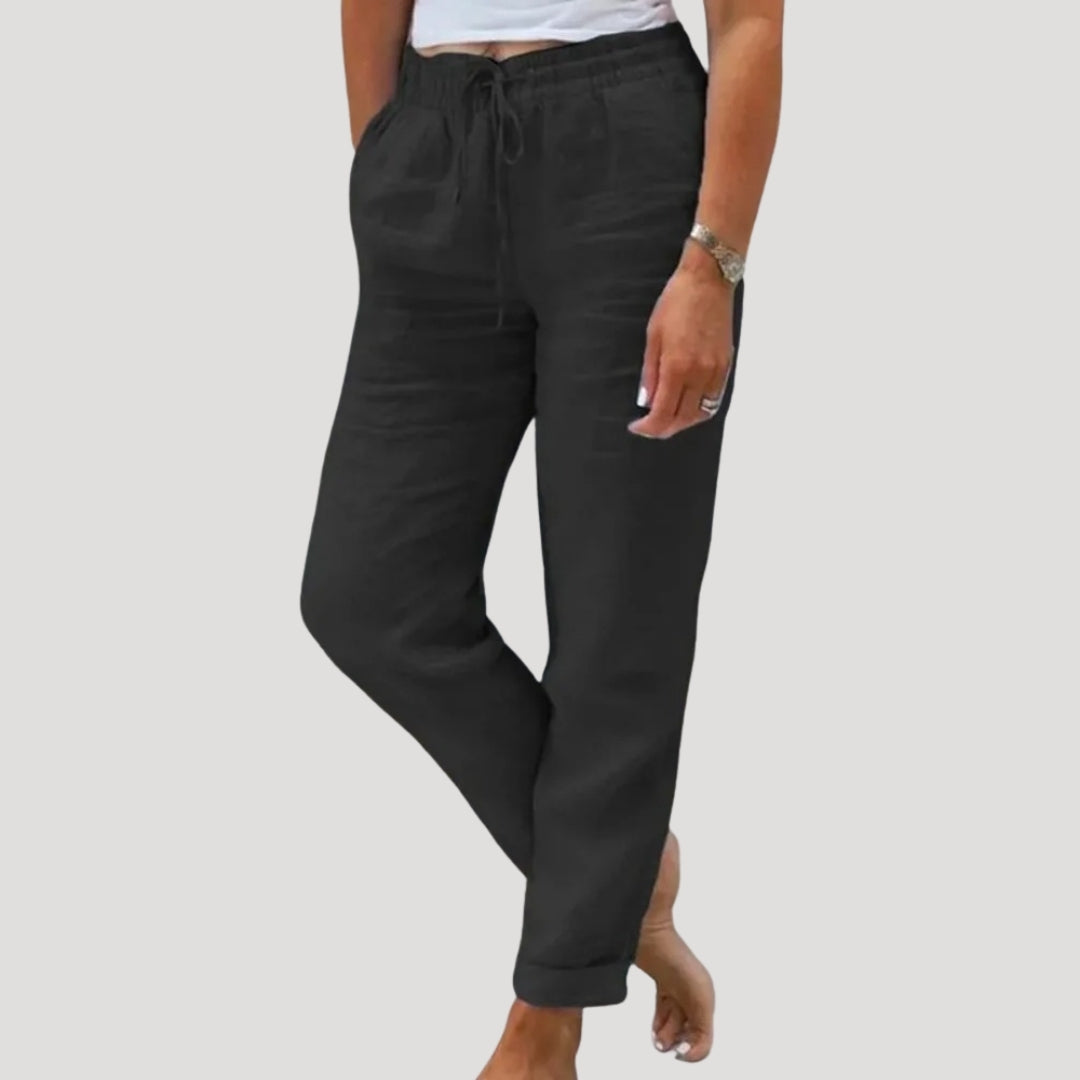 Women’s casual cotton trousers summer drawstring lightweight
