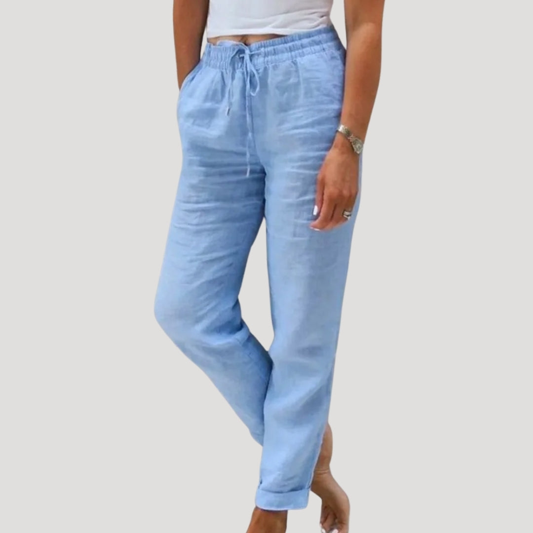 Women’s casual cotton trousers summer drawstring lightweight