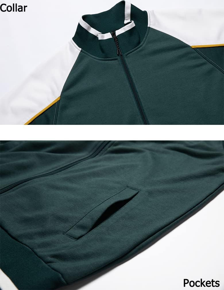 Men's Colorblock Tracksuit 2-Piece Set with Athletic Stripe