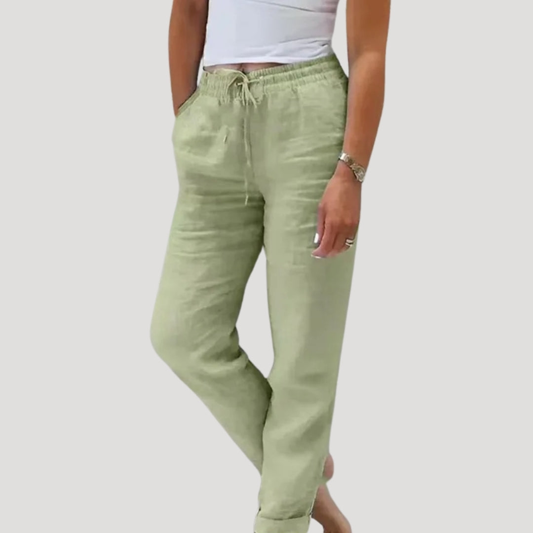 Women’s casual cotton trousers summer drawstring lightweight