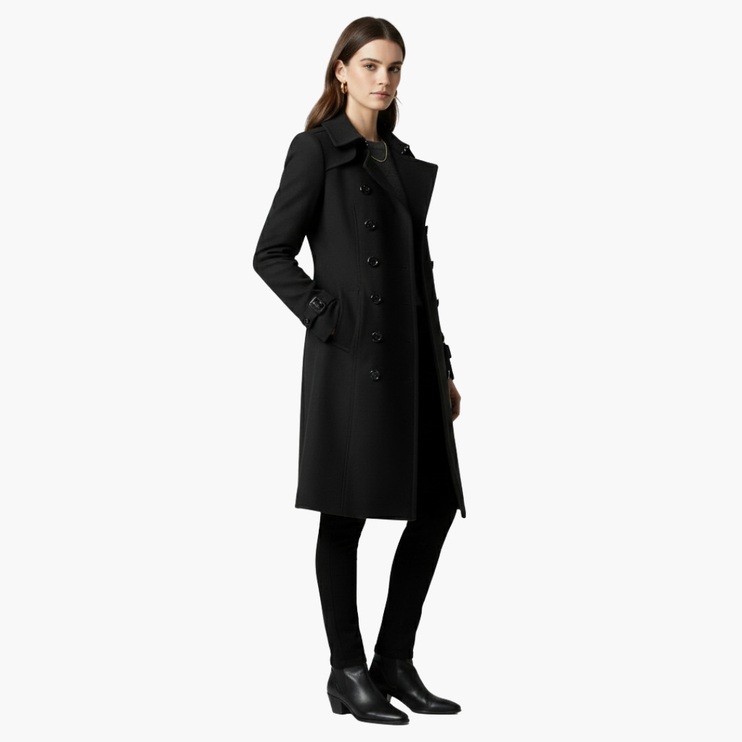 Women’s Double-Breasted Peacoat – Elegant Tailored Winter Coat