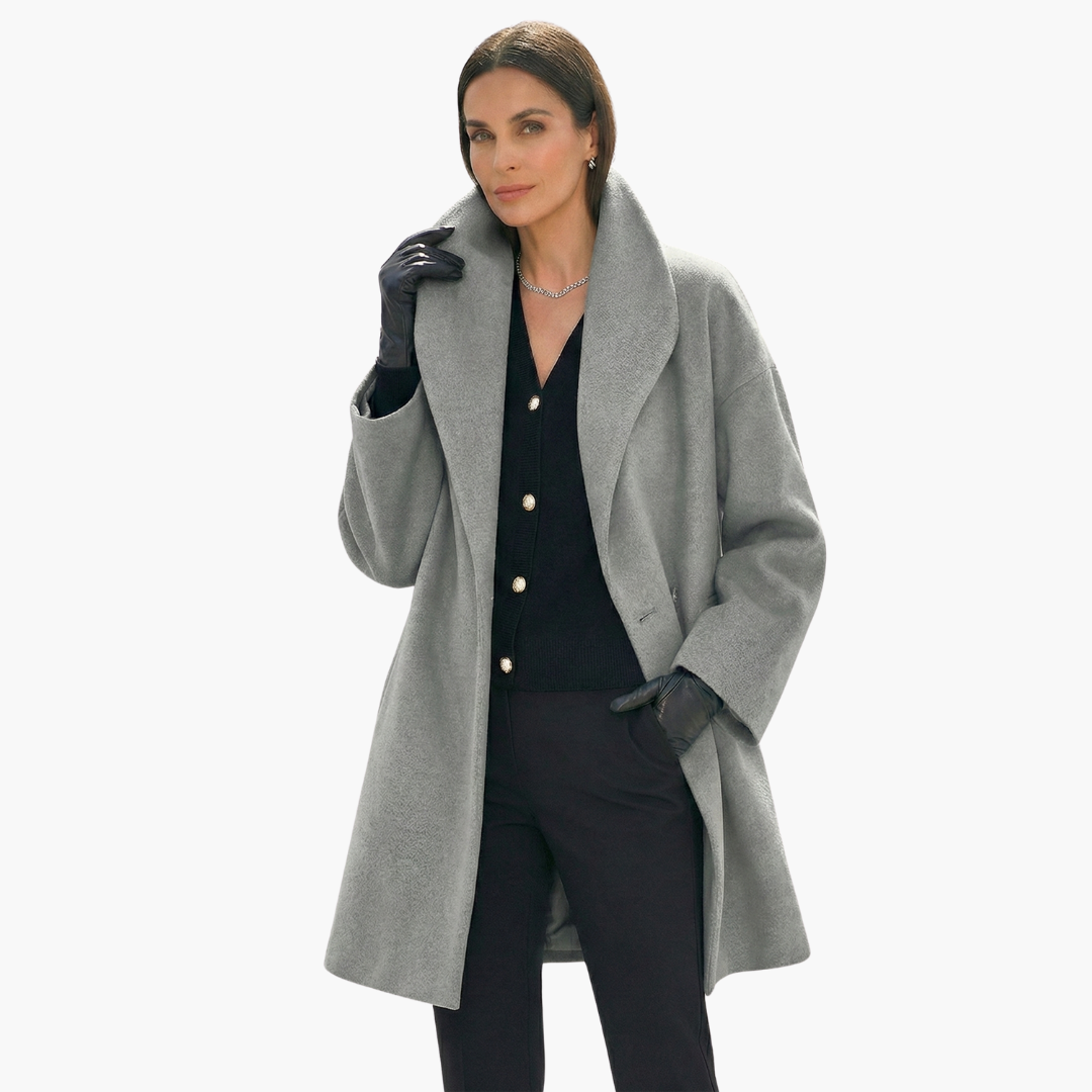 Women’s Oversized Wool-Blend Coat – Elegant Draped Winter Jacket