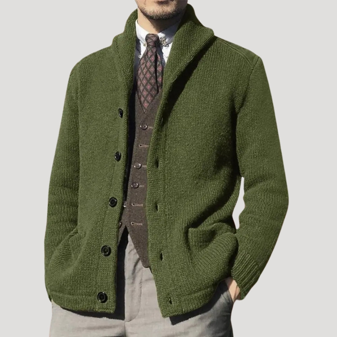 Men’s Classic Shawl Collar Cardigan – Soft Knit Button-Up Sweater