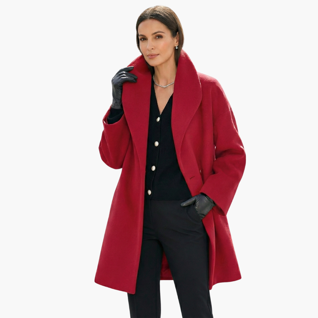 Women’s Oversized Wool-Blend Coat – Elegant Draped Winter Jacket