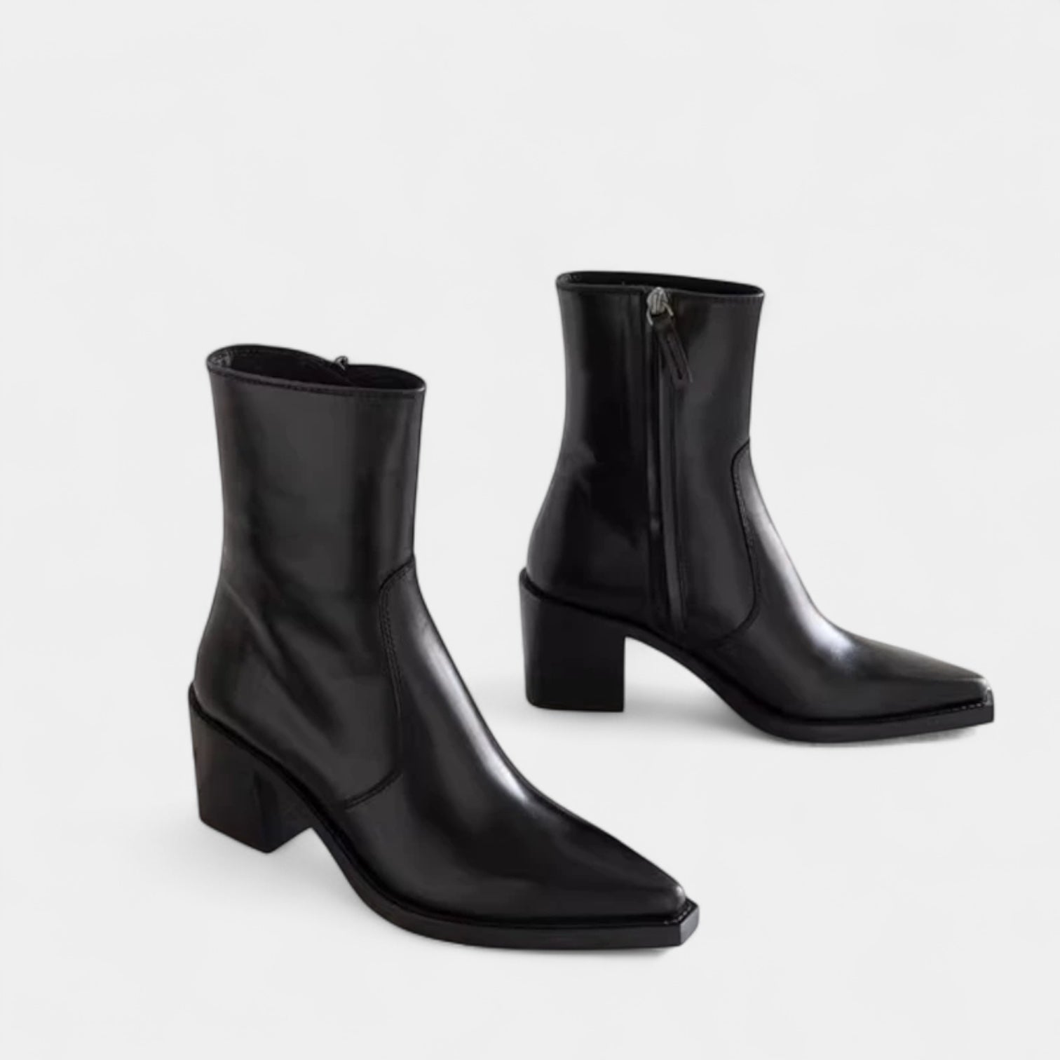 Women’s Heeled Ankle Boots – Pointed Toe, Block Heel