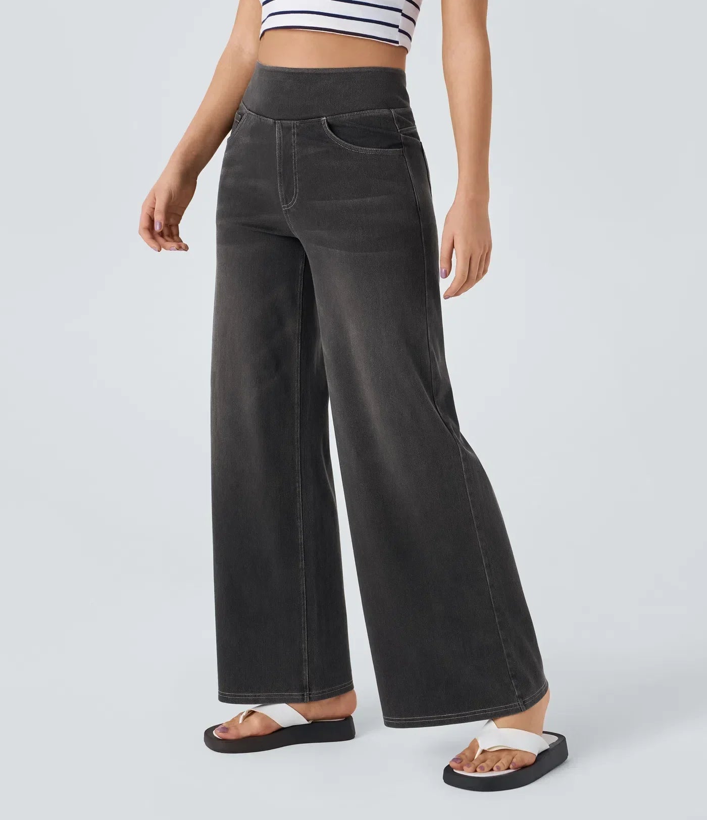 Women’s High-Rise Stretch Wide-Leg Jeans – Soft Comfort Waistband
