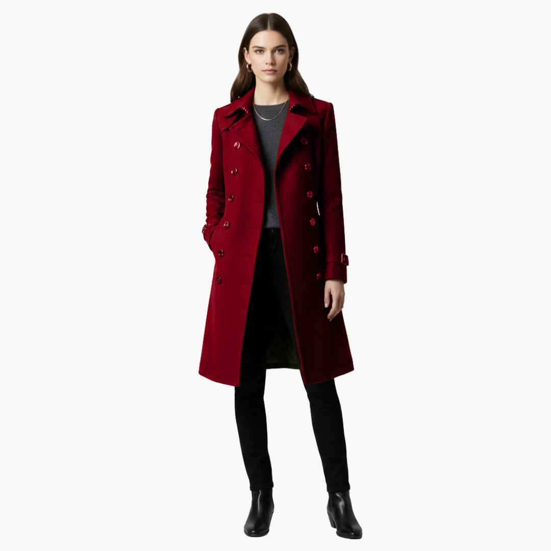 Women’s Double-Breasted Peacoat – Elegant Tailored Winter Coat
