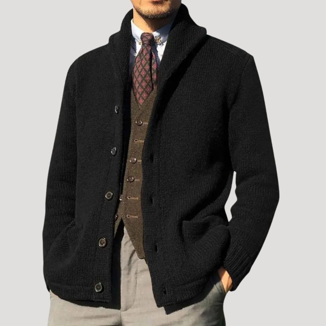 Men’s Classic Shawl Collar Cardigan – Soft Knit Button-Up Sweater