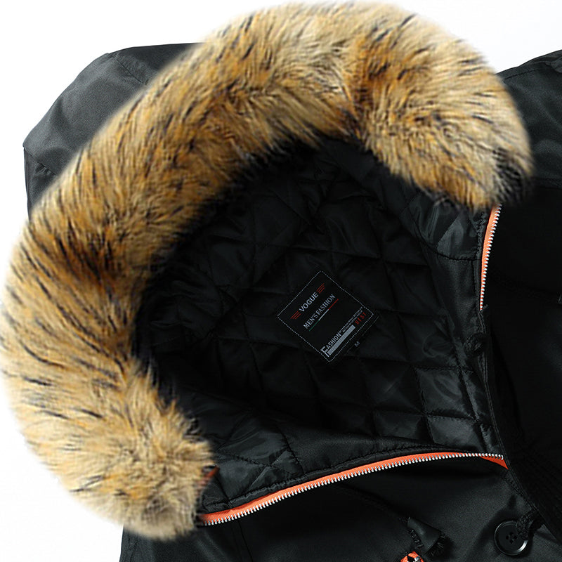 Men’s Waterproof Parka with Faux Fur Hood – Thermal Winter Coat