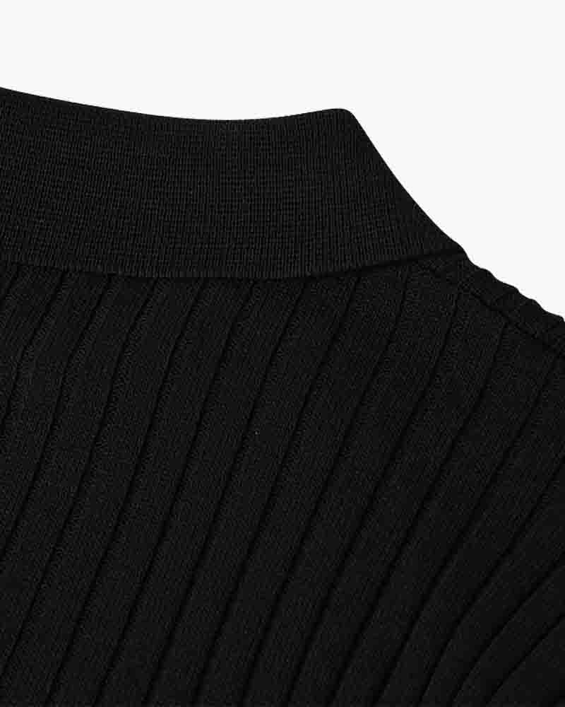 Ribbed Knit Polo Shirt – Smart Minimalist Style