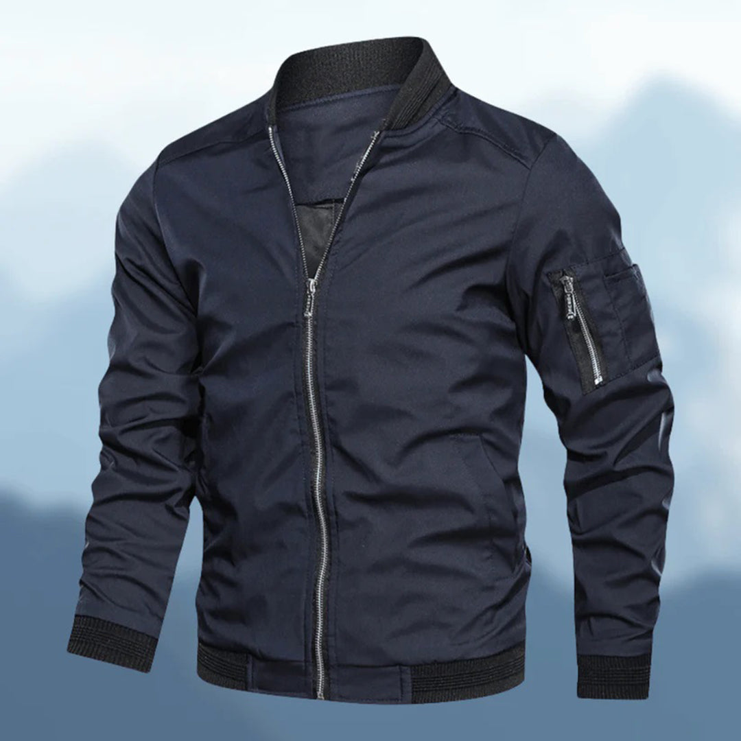 Men’s Jet Black Bomber Jacket – Minimalist Design, Maximum Style