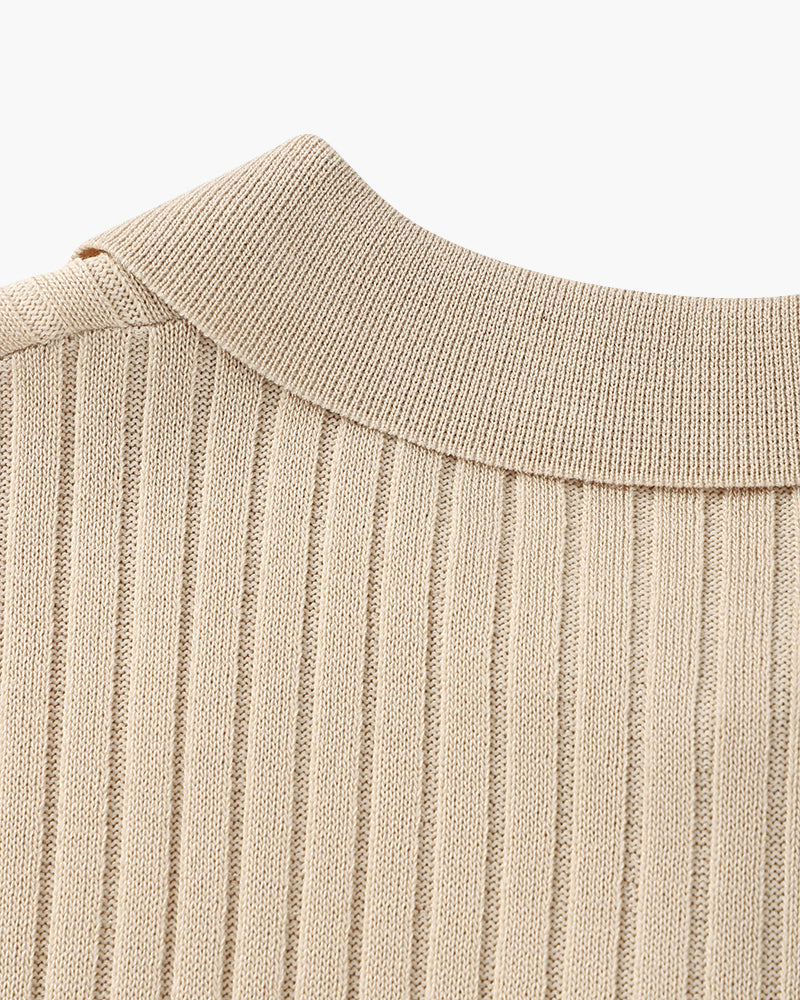 Ribbed Knit Polo Shirt – Smart Minimalist Style