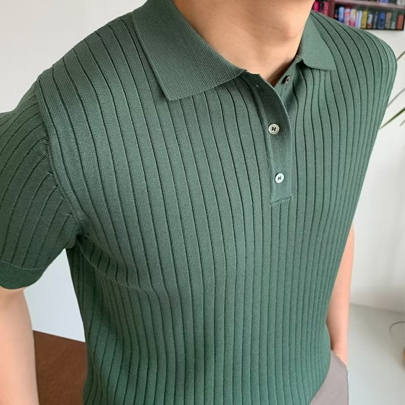Ribbed Knit Polo Shirt – Modern Minimal Essential by Luxoo