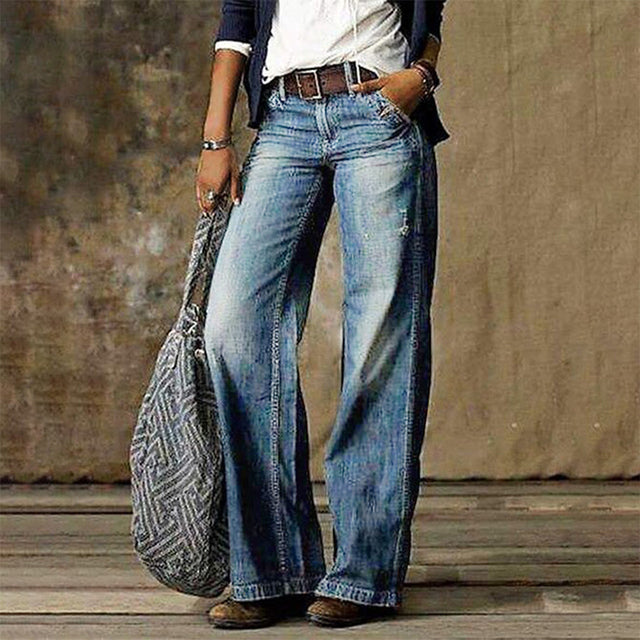 Women’s High-Waist Wide-Leg Jeans – Vintage Grey Denim