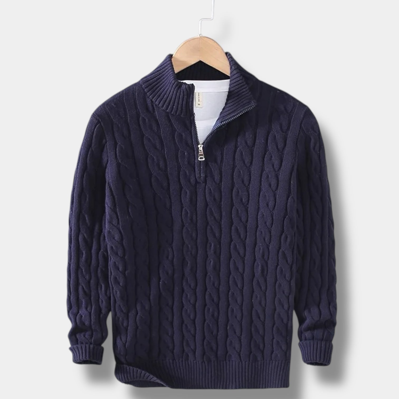 Men’s Cable Knit Half-Zip Sweater – Classic Warmth & Modern Style