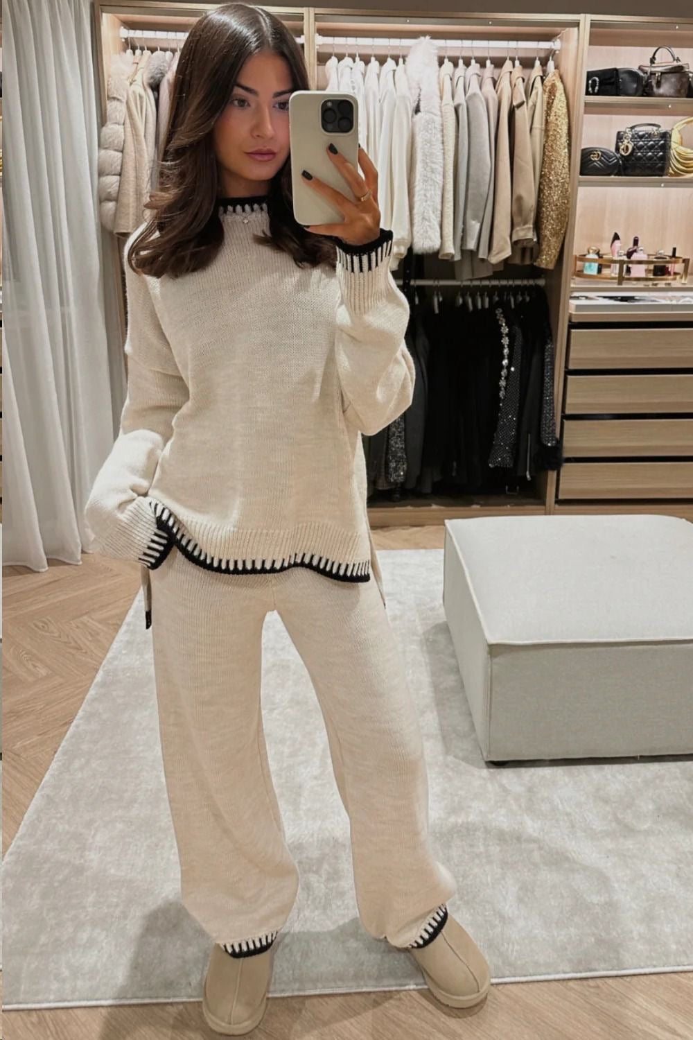 Women’s Knitted Co-Ord Set – Relaxed Jumper & Wide-Leg Trousers