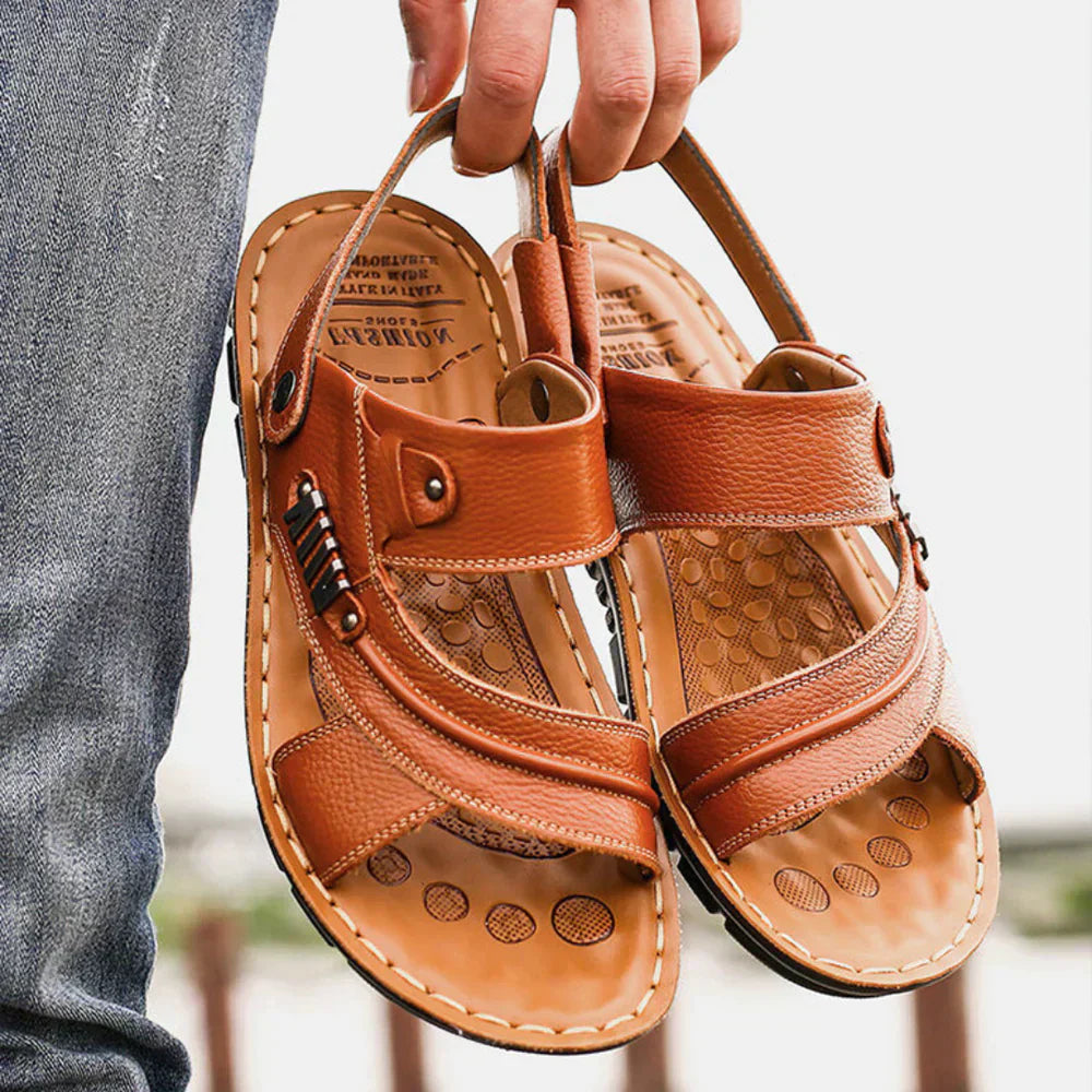 Men’s Leather Outdoor Sandals – Casual Comfort for Summer Days