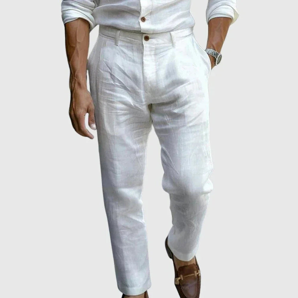 Men's Tapered Lightweight Pants with Button Waist and Pockets