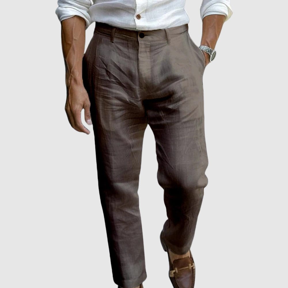 Men's Tapered Lightweight Pants with Button Waist and Pockets
