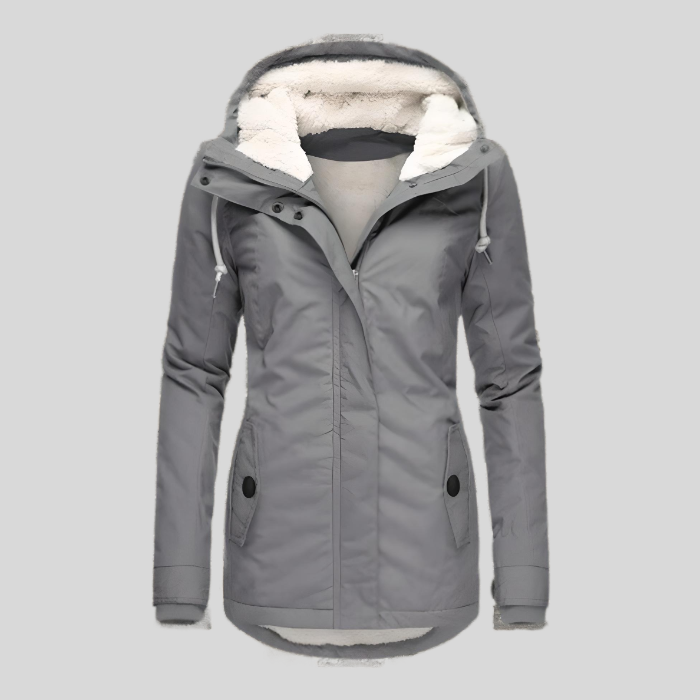 Women's Waterproof Rain Jacket with Hood and Extended Back Hem