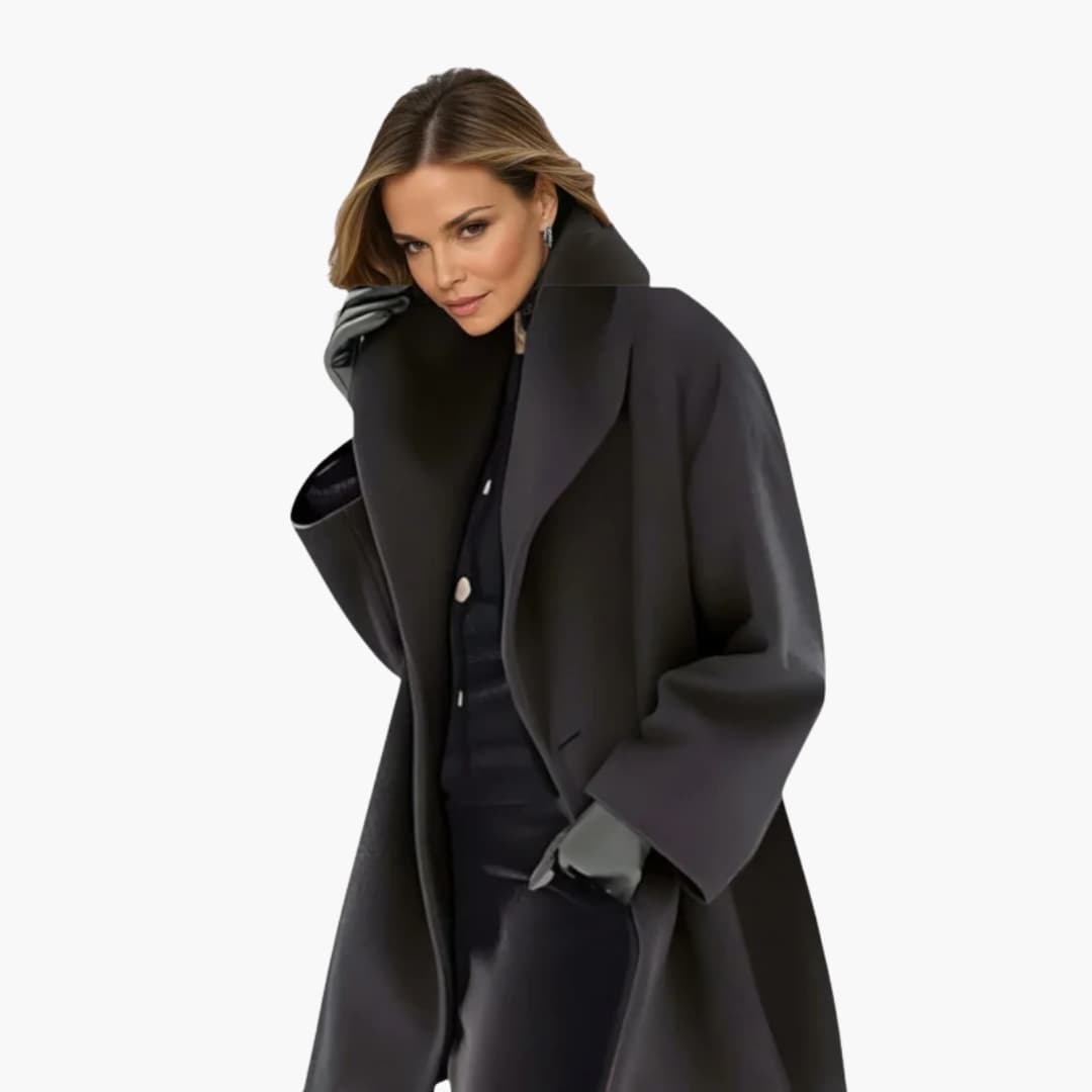 Women’s Oversized Wool-Blend Coat – Elegant Draped Winter Jacket